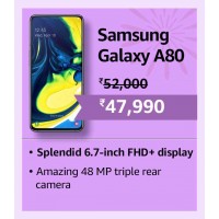 2024 Smartphones Offers : Amazing 48 MP Triple rotating camera smartphone Samsung Galaxy A80 in Rs. 47990