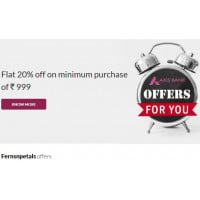Axis Bank Offer at Ferns-n-petals store -- Get Flat 20% discount on min. purchase of Rs.999/- using promo codes with Axis Bank cards