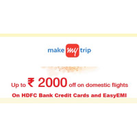 2024 Hdfc Bank Ltd Offers : Book your Domestic flights from MAKE-MY-TRIP and get up to Rs.2000/- off on HDFC Bank Credit Cards and EasyEMI payment