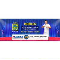 Flipkart Big Shopping days on Mobile - Buy a new mobile phone at the lowest price with 10% instant discount* from HDFC Bank cards transaction