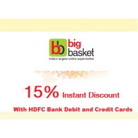 Get 15% instant on Big Basket with you HDFC BANK Debit and Credit Cards