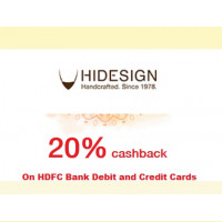 2024 Hidesign Offers : Get 20% discount on the product purchased from HIDESIGN store by using HDFC Bank Debit and Credit Cards