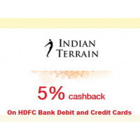 2024 Hdfc Bank Ltd Offers : Get 5% cashback at Indian Terrain store with HDFC Bank Debit and Credit Cards