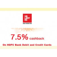 Get 7.5% discount on purchase above 3999/- rupees with HDFC Bank Debit and Credit Cards at Unlimited Fashion Store