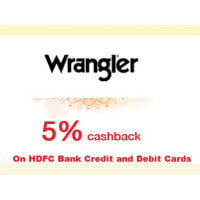 HDFC Bank festive treat offer at Wrangler store - get 5% cashback up to Rs.1000/- on minimum purchase above Rs.5999/-
