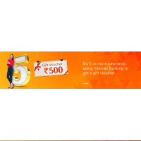 ICICI Bank Internet Banking offers - Do 5 payments and win free Gift Voucher worth Rs 500