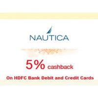2024 Hdfc Bank Ltd Offers : Purchase from Nautica store by using your HDFC Bank card and get 5% cashback up to Rs.1000/-
