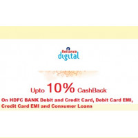 Spend above Rs.10000 and get up to Rs.3000/- Cashback with EasyEMI at Reliance digital with your Debit/Credit card and Consumer Loan transaction